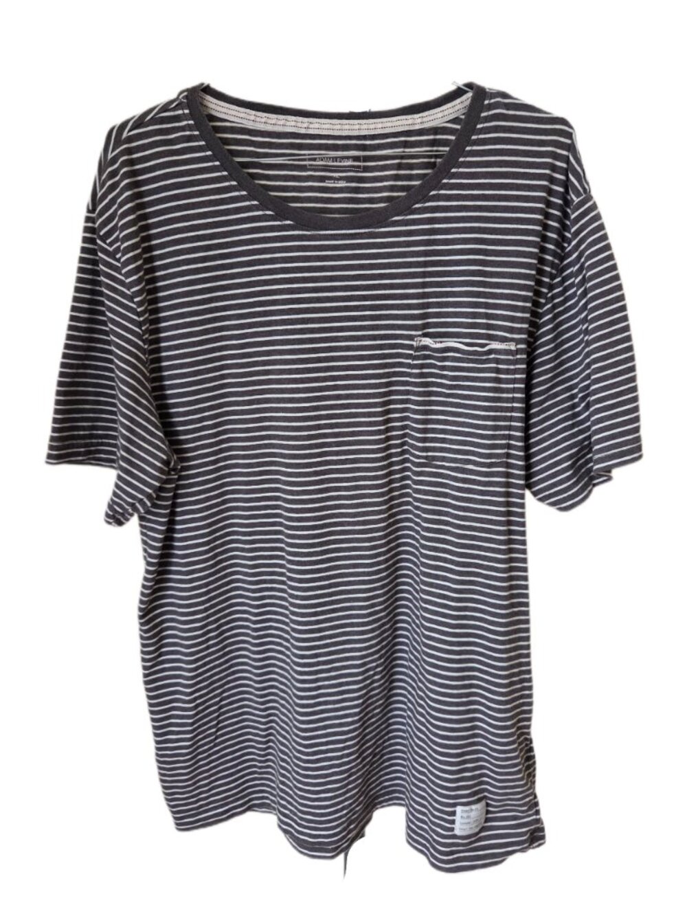 Adam Levine Men's Gray and White Striped Short Sleeve Shirt with Pocket